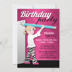 Sassy Zebra Print Girl Geburtstagsparty Einladunge Einladung