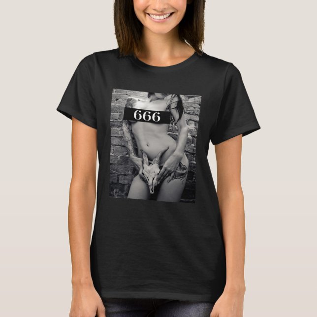 Satan 666 Goat Skull Antichris für Erwachsene Männ T-Shirt (Vorderseite)