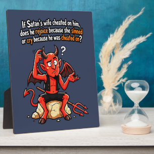 Satan betrügende Frau Sünde Lustiger Teufel Meme Fotoplatte