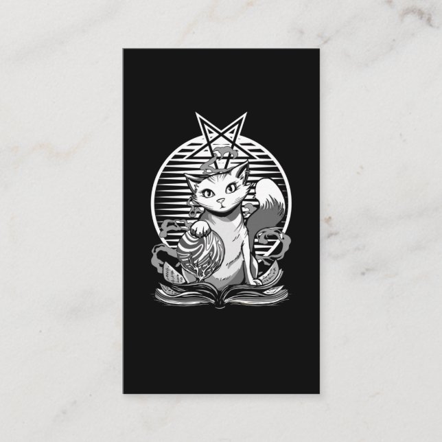 Satan Cat Fortune Teller Witchy Goth Kitten Visitenkarte (Vorderseite)