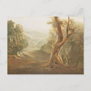 Satan Contemplating Adam and Eve in Paradise, aus Postkarte