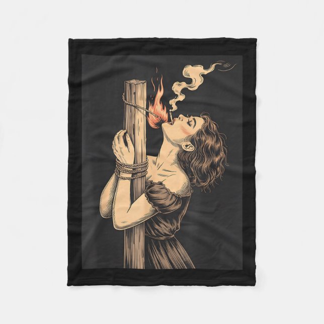 Satan Devil Hell Hexe mit Flammen Cigarette Occul Fleecedecke (Vorderseite)