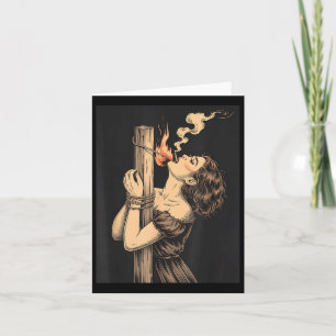 Satan Devil Hell Hexe mit Flammen Cigarette Occul Karte