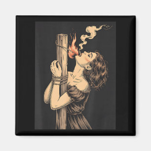 Satan Devil Hell Hexe mit Flammen Cigarette Occul Magnet