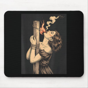 Satan Devil Hell Hexe mit Flammen Cigarette Occul Mousepad
