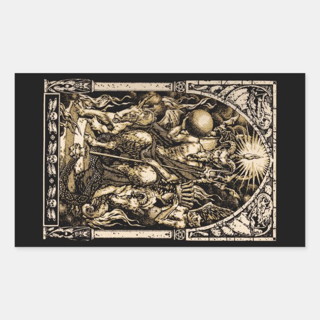 Satan Enthroned Rechteckiger Aufkleber (Vorderseite)