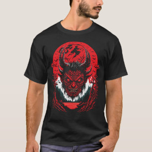 Satan Evil Face Demon Head Graphic Design T-Shirt