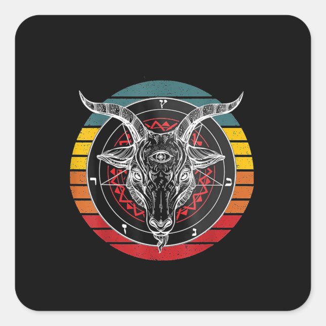 Satan Goat, Ziegengeschenk Quadratischer Aufkleber (Vorderseite)