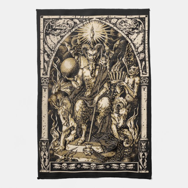 Satan inthronisierte 16x24 auf Twill-Baumwolle - Küchentuch (Vertikal)