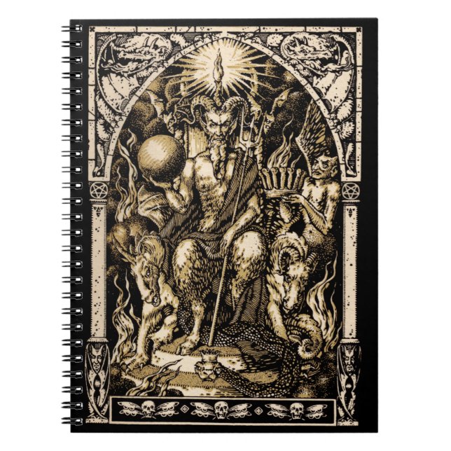 Satan inthronisierte gewundenes Notizbuch Notizblock (Vorderseite)