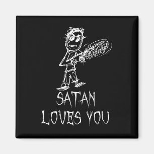 Satan liebt dich Halloween-Kostüm Wort-Design Magnet