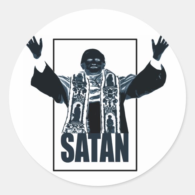 SATAN Pope Runder Aufkleber (Vorderseite)