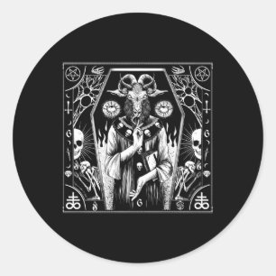 Satanic Dark Evil Pagan Goat 666 Pentagram Baphome Runder Aufkleber