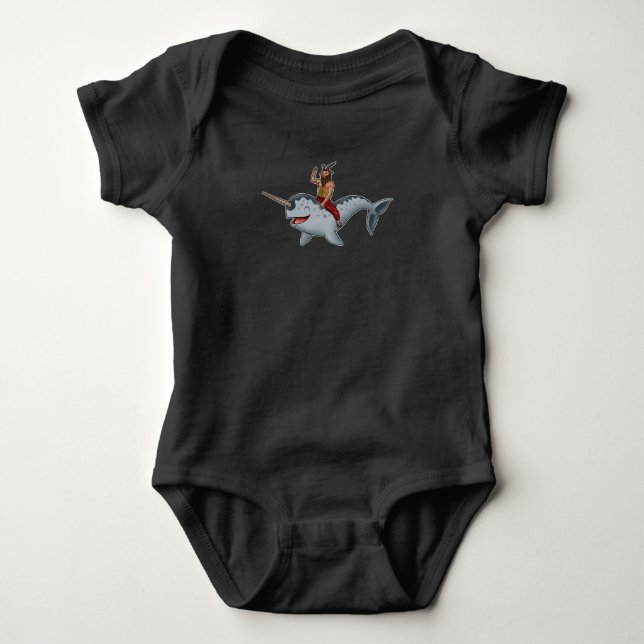 Satanismus Hail Satan spendet 666 Narwhal Baphomet Baby Strampler (Vorderseite)