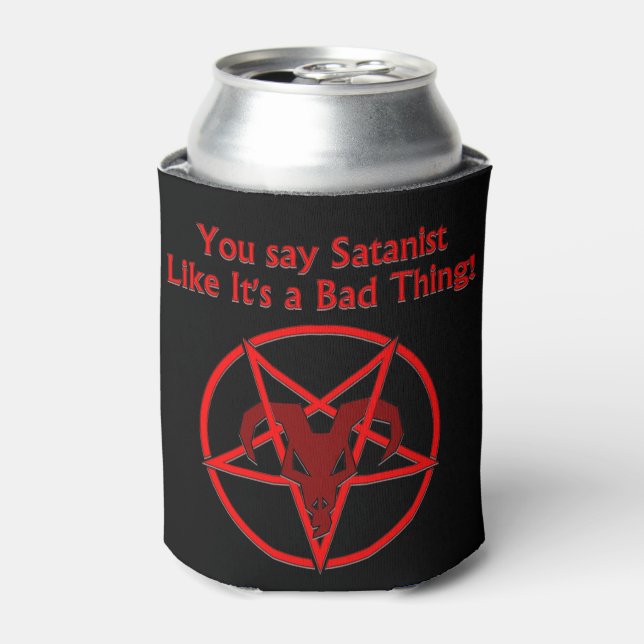 Satanist Bad Tharks Spaß Ziege Pentagramm Dosenkühler (Kanne Vorderseite)