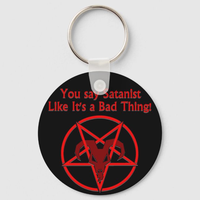 Satanist Bad Tharks Spaß Ziege Pentagramm Schlüsselanhänger (Vorderseite)