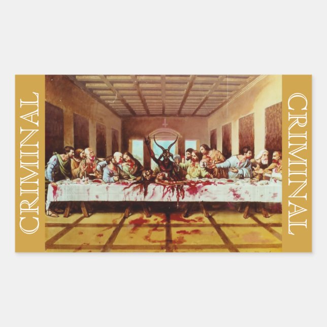 SATANS LETZTE SUPPER-STICKER RECHTECKIGER AUFKLEBER (Vorderseite)