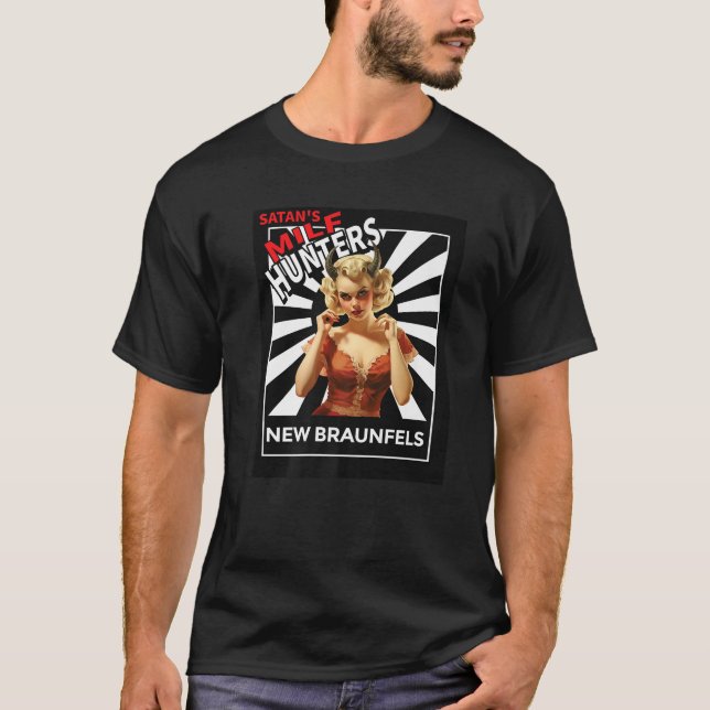Satan's MILF Jäger von NEW BRAUNFELS Retro Devil T-Shirt (Vorderseite)