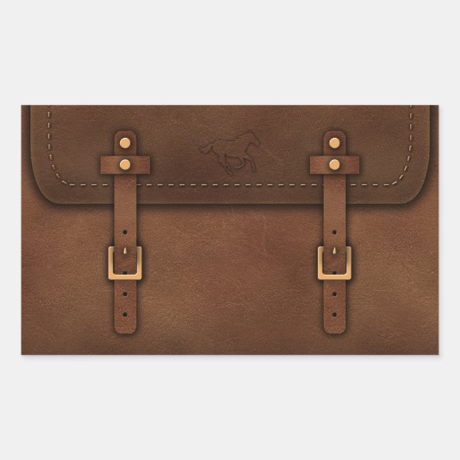 Satchel Pony Express Leder Rechteckiger Aufkleber (Vorderseite)