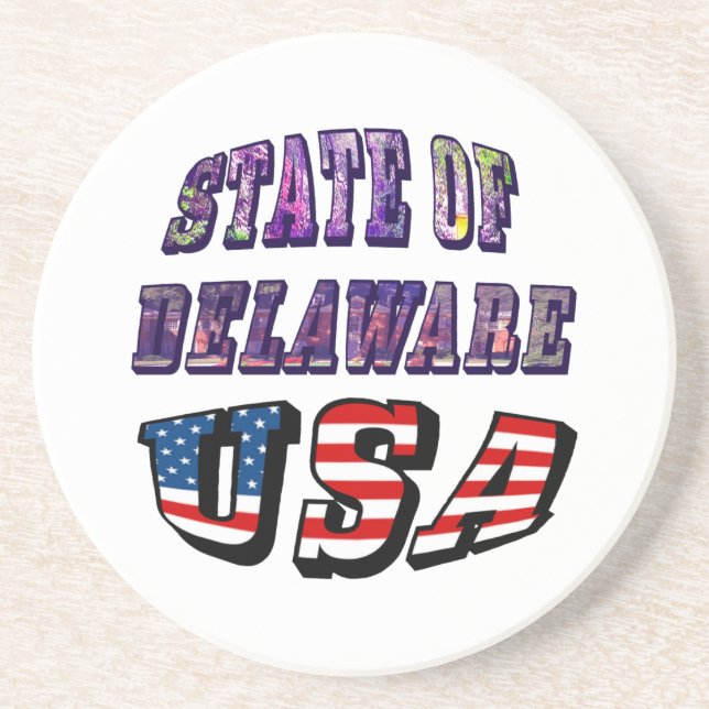 Sate of Delaware Picture and USA Flag Text Getränkeuntersetzer (Vorne)