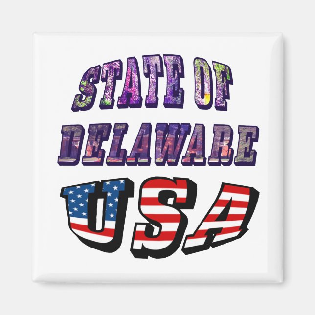 Sate of Delaware Picture and USA Flag Text Magnet (Vorne)