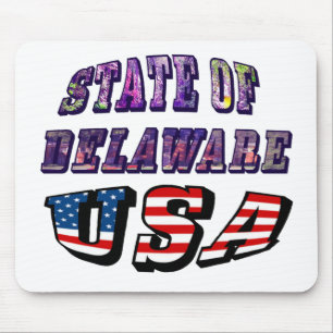 Sate of Delaware Picture and USA Flag Text Mousepad