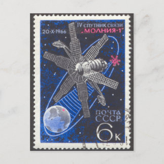 Satellit der sowjetischen Kommunkationen nach der Postkarte