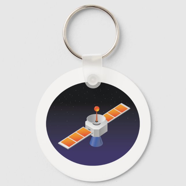 Satellit im Weltraum Schlüsselanhänger (Vorderseite)