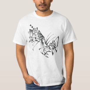 Satellit Schwarz Weiß Abstrakt Stammes Tattoo Kuns T-Shirt