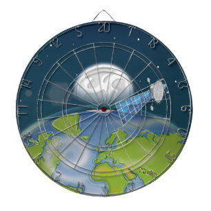 Satellit um den Planeten Erde und Mond Dartscheibe