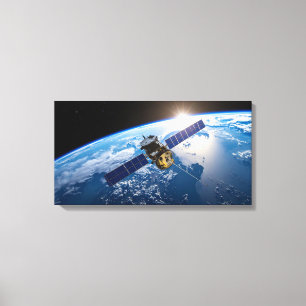 Satellit umkreist die Erde Leinwanddruck