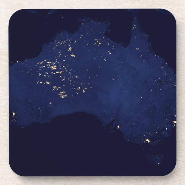 Satellite die Nachtlicht von Australien. Getränkeuntersetzer (Vorderseite)