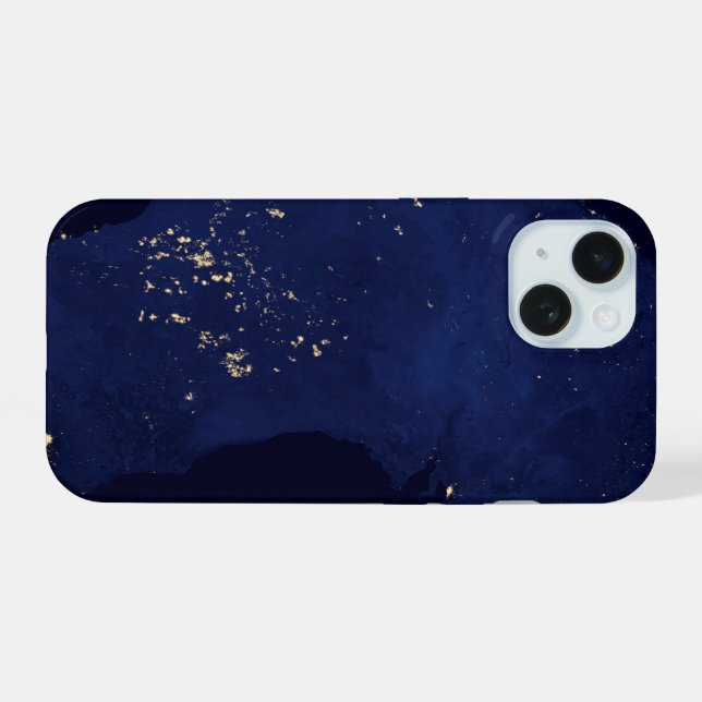 Satellite die Nachtlicht von Australien. iPhone 15 Hülle (Rückseite (Horizontal))