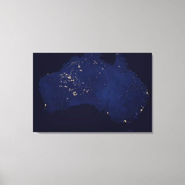Satellite die Nachtlicht von Australien. Leinwanddruck (Vorderseite)