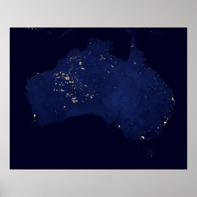 Satellite die Nachtlicht von Australien. Poster (Vorne)