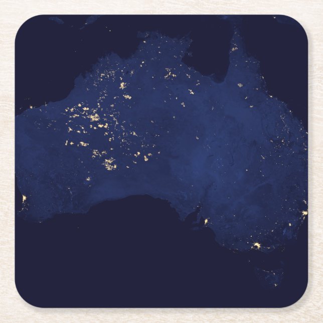 Satellite die Nachtlicht von Australien. Rechteckiger Pappuntersetzer (Vorderseite)