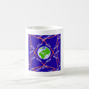 Satelliten um die Erde Kaffeetasse