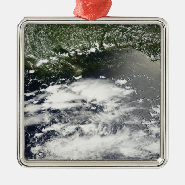 Satellitenansicht der Ölpest 2 Silbernes Ornament (Vorne)