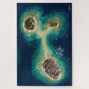 Satellitenansicht der Sandbank-Inselchen eines Fis