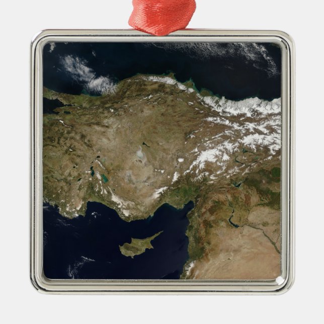 Satellitenansicht der Türkei Silbernes Ornament (Vorne)