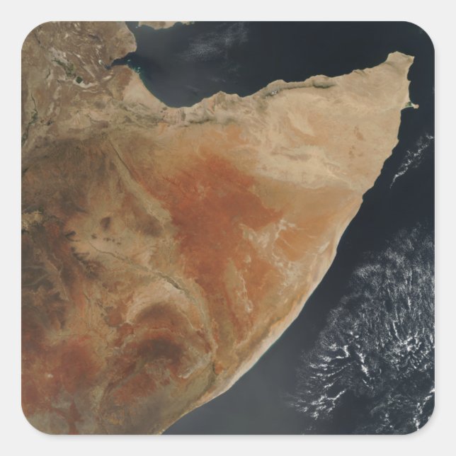 Satellitenansicht des Horns von Afrika Quadratischer Aufkleber (Vorderseite)