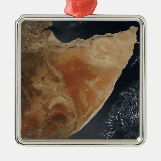 Satellitenansicht des Horns von Afrika Silbernes Ornament (Vorne)