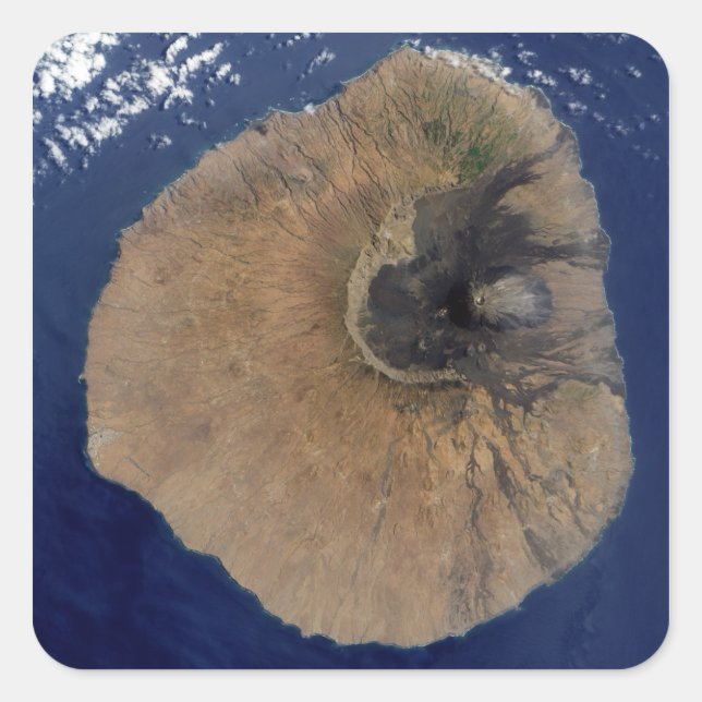 Satellitenansicht des Monte Fogo Quadratischer Aufkleber (Vorderseite)
