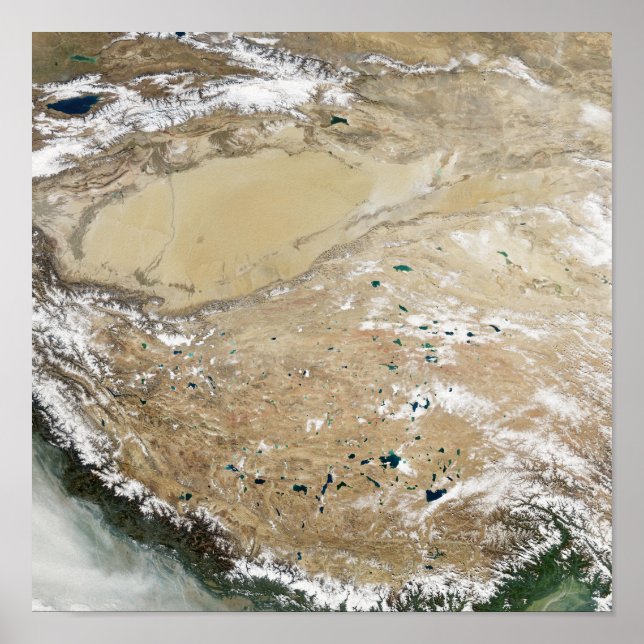 Satellitenansicht des tibetischen Plateaus Poster (Vorne)