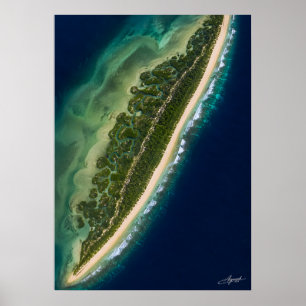 Satellitenansicht einer Mangrovenlagune auf einer Poster