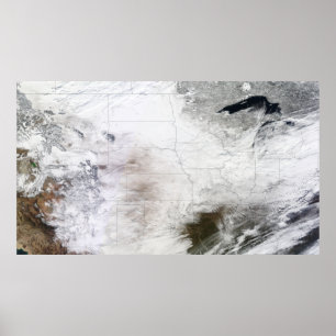 Satellitenansicht eines enormen Wintersturms über Poster
