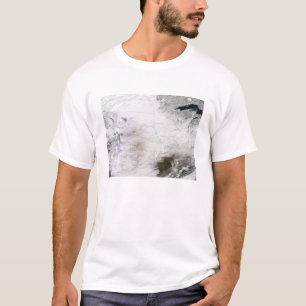 Satellitenansicht eines enormen Wintersturms über T-Shirt
