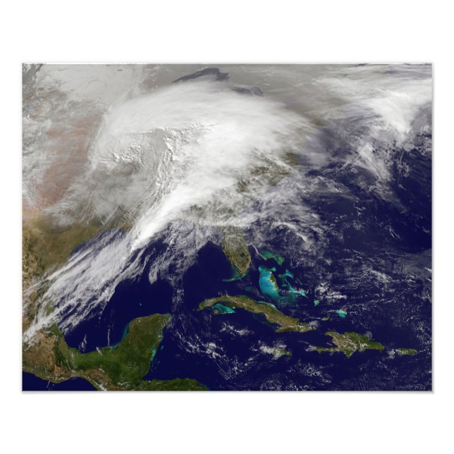 Satellitenansicht eines massiven Wintersturms Fotodruck (Vorne)