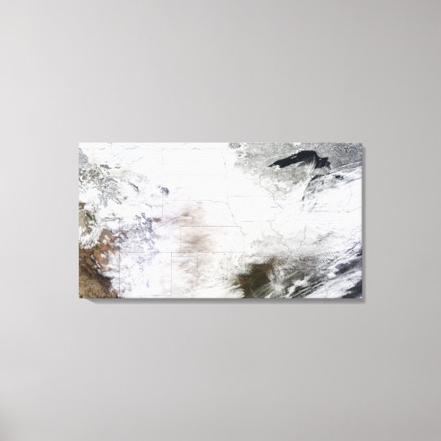 Satellitenansicht eines massiven Wintersturms über Leinwanddruck (Vorderseite)