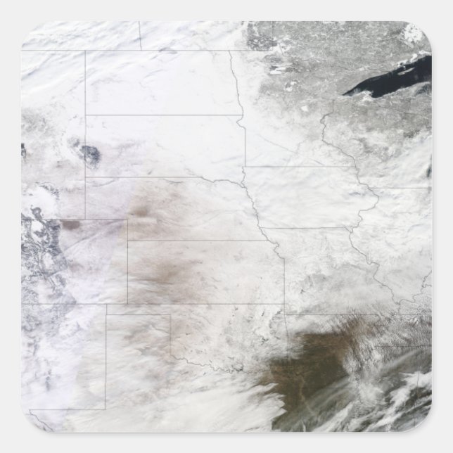 Satellitenansicht eines massiven Wintersturms über Quadratischer Aufkleber (Vorderseite)